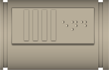 Module with four ribs and braille.