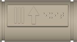 Module with three ribs, a raised arrow and braille.