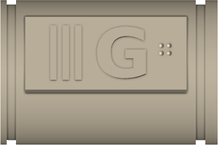 Module with three ribs, a raised G and braille.