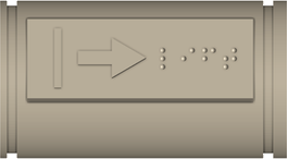 Module with one rib, a raised arrow and braille.